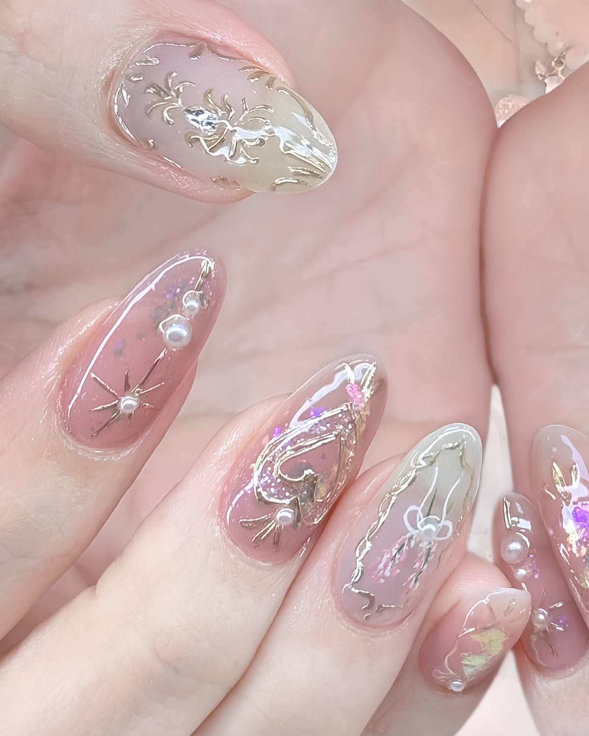 Blush Fairy Press-on Nails – Exclusively handcrafted by artist Fudinail | OA11LD