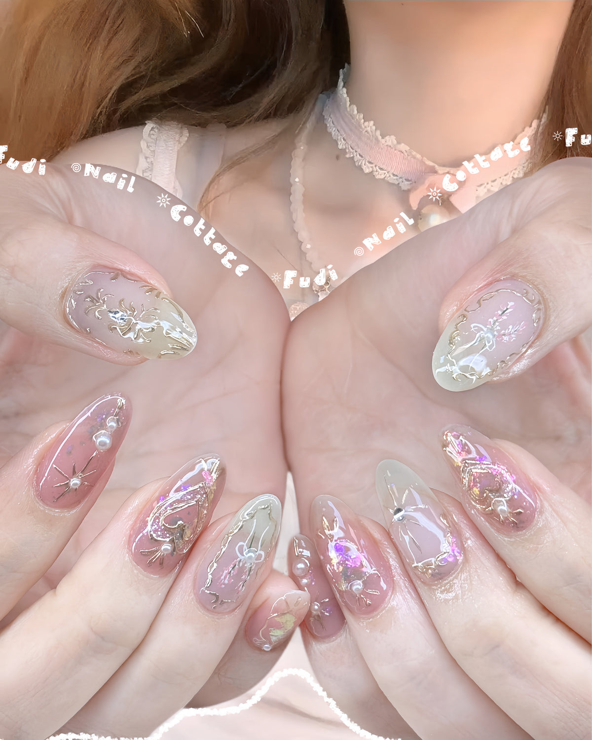 Blush Fairy Press-on Nails – Exclusively handcrafted by artist Fudinail | OA11LD