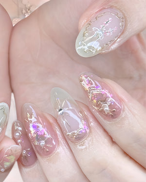 Blush Fairy Press-on Nails – Exclusively handcrafted by artist Fudinail | OA11LD