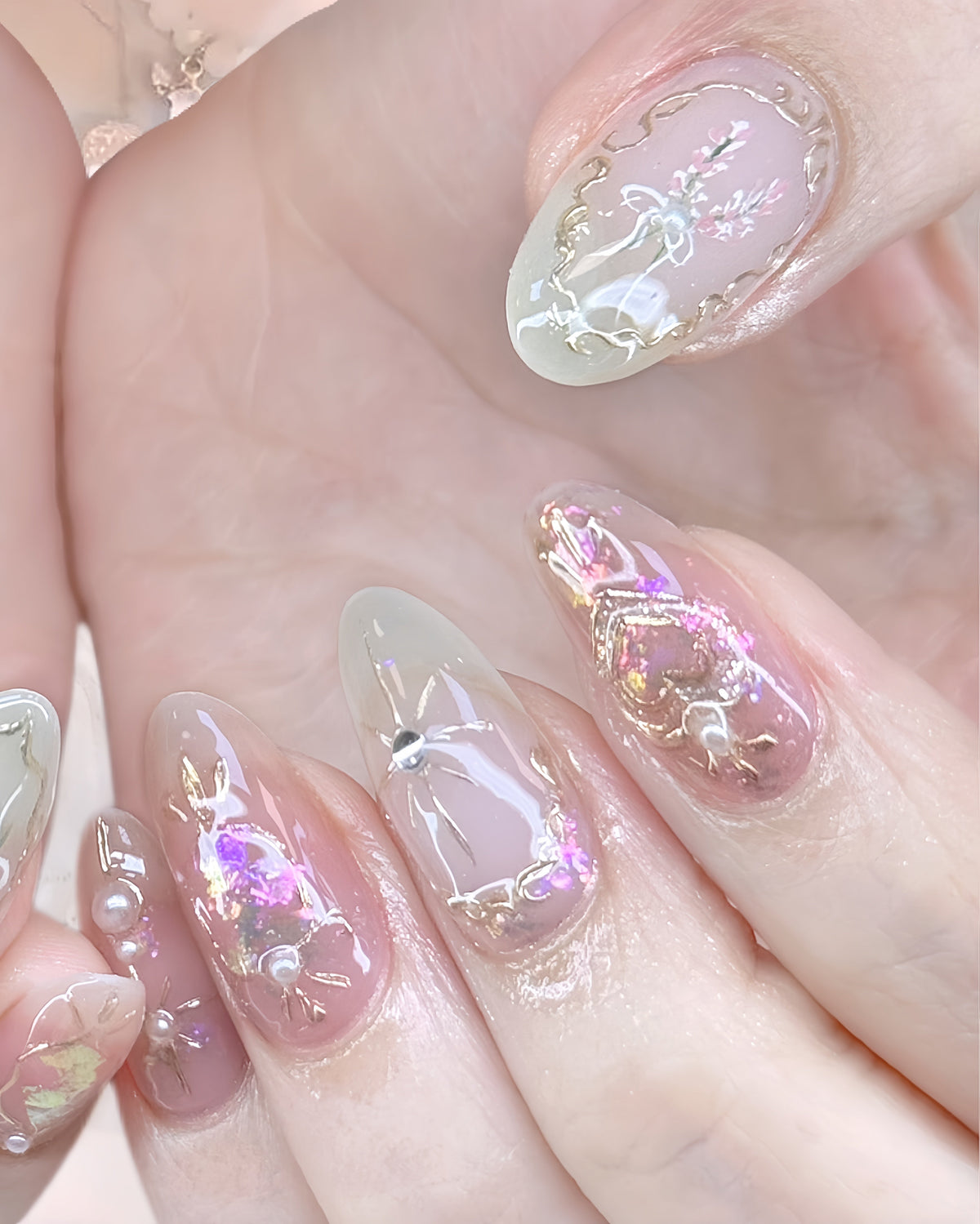 Blush Fairy Press-on Nails – Exclusively handcrafted by artist Fudinail | OA11LD
