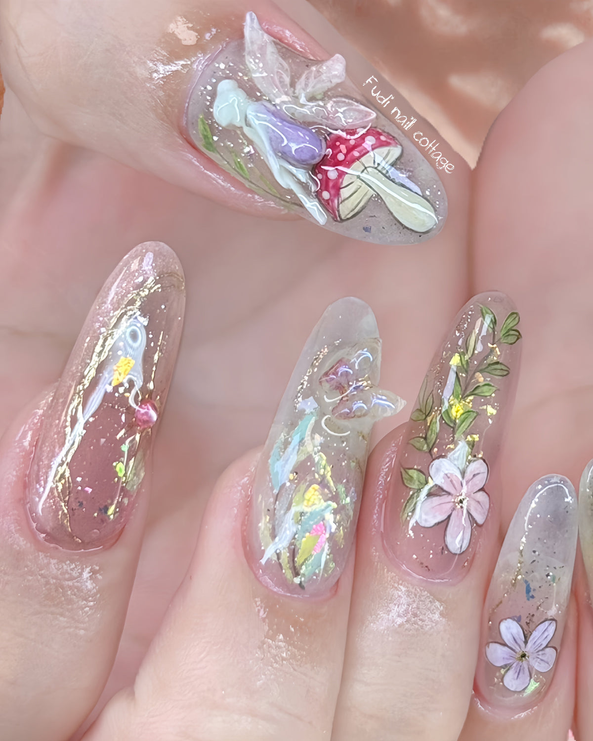 Opal Forest Press-on Nails – Exclusively handcrafted by artist Fudinail | OA12DL