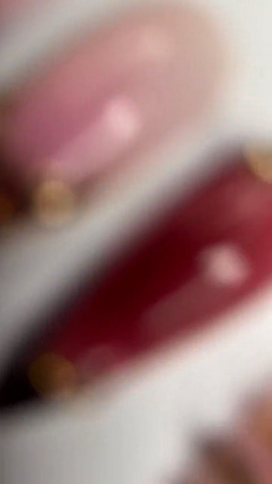 3D Gold Luxury Wine Red Press On Nails | Jelly Burgundy Ombre | Y2K Metallic Chrome Art | Statement Wedding Party | OB1351DG