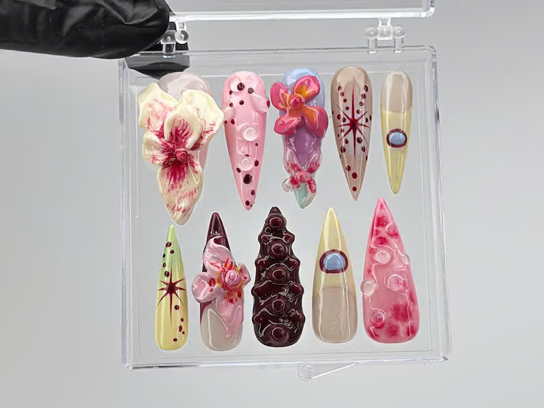 Orchid Floral Press On Nails | OB58L