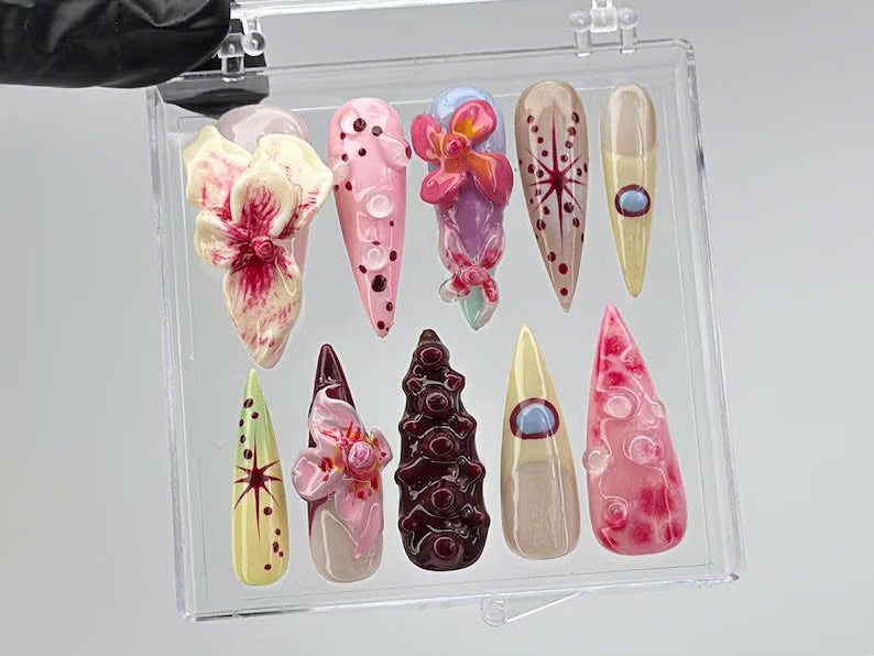Orchid Floral Press On Nails | OB58L